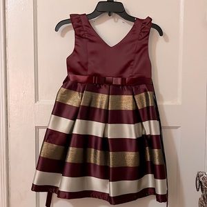 Girls Sz 8 Burgundy stripe formal dress